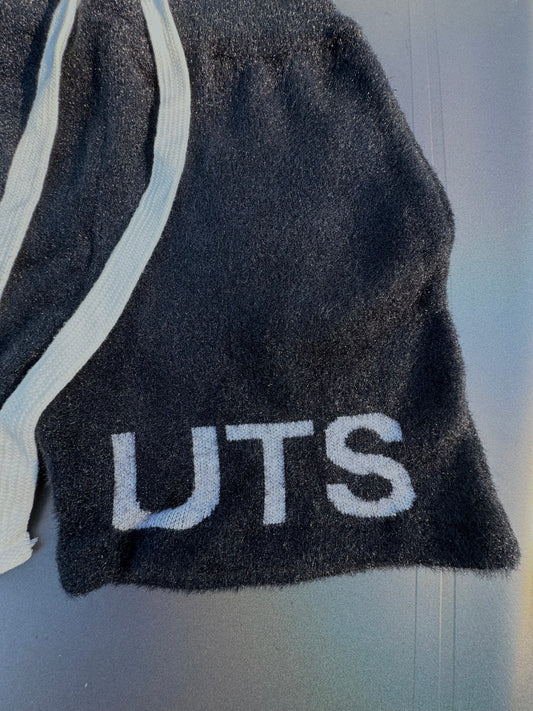 Black “UTS” Mohair Shorts