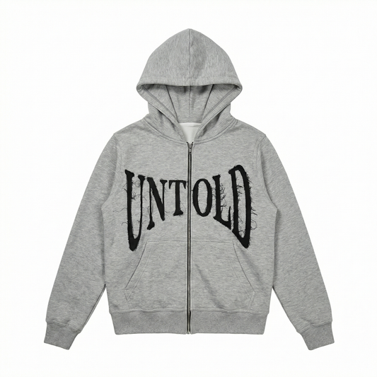 Untold Secrets Distressed Gray Hoodie