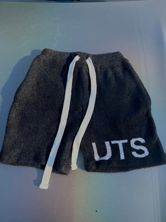 Black “UTS” Mohair Shorts